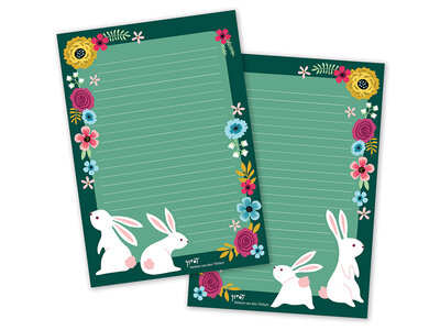 A5 Rabbit Bloom Notepad by Heleen van den Thillart