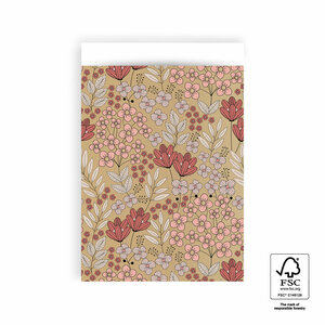 Paper Bags Flower Field Gold Pink (17x25cm)
