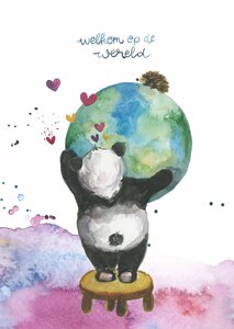 Postcard Panda Welkom op de Wereld - Romyillustrations