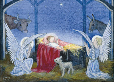 Postcard Molly Brett | Baby Jesus In Stable