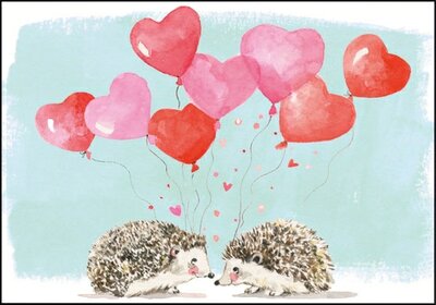 Carola Pabst Folded Card | Two hedgehogs with hearts