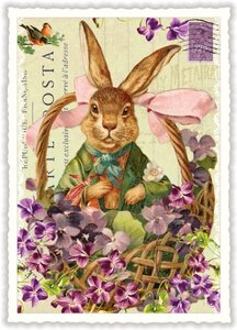 PK 1056 Tausendschön Postcard | Bunny with flower basket
