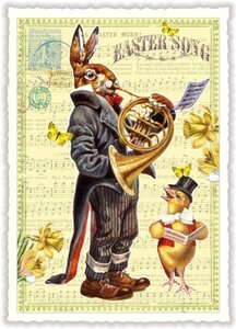 PK 1057 Tausendschön Postcard | Bunny with instrument