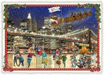 PK 930 Tausendschön Postcard | USA-Edition - New York, Brooklyn Bridge, Merry Christmas