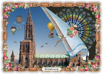 PK 8001 Barbara Behr Glitter Postcard | Strasbourg - Cathédrale Notre-Dame 1