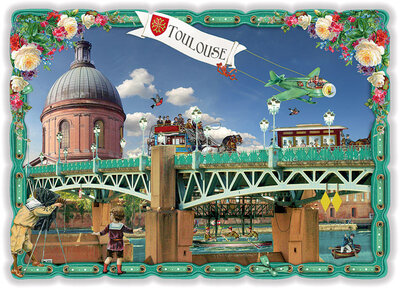 PK 8005 Barbara Behr Glitter Postcard | Toulouse - Pont Saint-Pierre