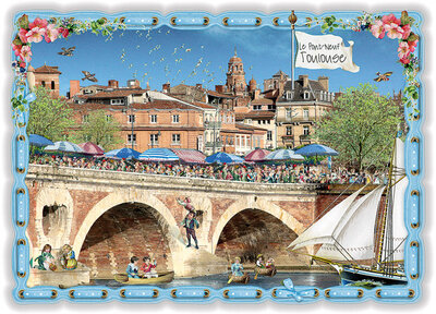 PK 8007 Barbara Behr Glitter Postcard | Toulouse - Le Pont-Neuf