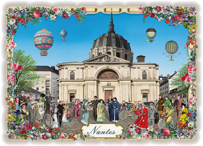 PK 8014 Barbara Behr Glitter Postcard | Nantes - Notre-Dame-de-Bon-Port