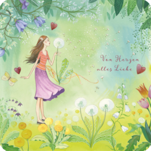 Postcard Kristiana Heinemann | All the best from my heart (girl with dandelion)