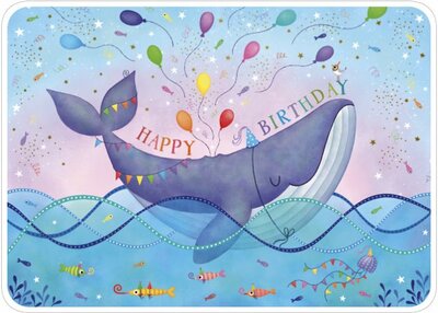 Claske Verschoore Postcard - happy birthday - whale