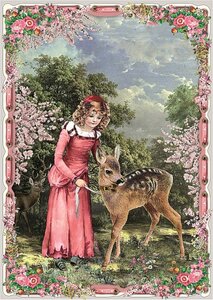 PK 8033 Barbara Behr Glitter Postcard | Fairytales - Brother and Sister
