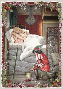 PK 8035 Barbara Behr Glitter Postcard | Fairytales - Princess and the Pea