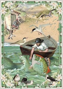 PK 8038 Barbara Behr Glitter Postcard | Fairytales - From the fisherman and his wife