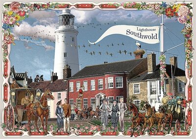 PK 8047 Barbara Behr Glitter Postcard | Lighthouse, Southwold