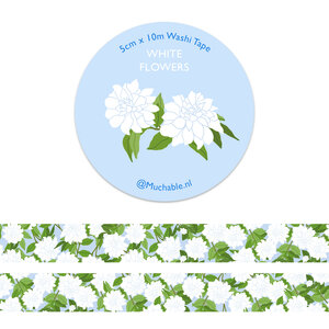 White Flowers Washi Tape - Muchable