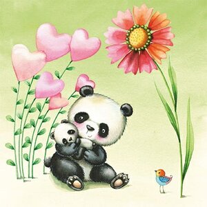 Nina Chen Postcard | Big and little panda