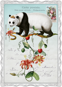 Auguri by Barbara Behr Glitter Postcard | Panda