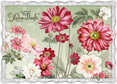 Auguri by Barbara Behr Glitter Postcard | Vielen Dank (Flowers)