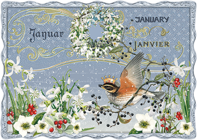 Auguri by Barbara Behr Glitter Postcard | Januar, January, Janvier