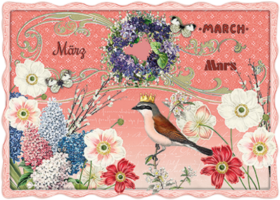 Auguri by Barbara Behr Glitter Postcard | März, March, Mars
