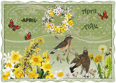 Auguri by Barbara Behr Glitter Postcard | April, April, Avril