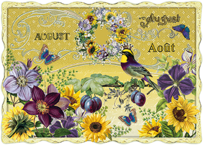 Auguri by Barbara Behr Glitter Postcard | August, August, Aout