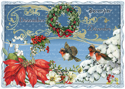 Auguri by Barbara Behr Glitter Postcard | Dezember, December, Decembre