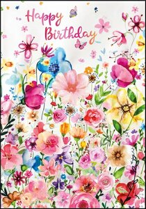 Sabina Comizzi Double Card | Happy Birthday (Flowers)