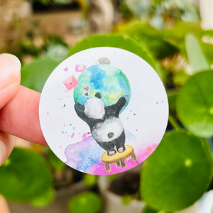 5x Sticker Panda en de wereld by RomyIllustrations