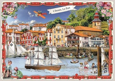 PK 8066 Barbara Behr Glitter Postcard | La France - Ciboure, Le port