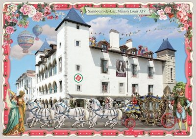 PK 8068 Barbara Behr Glitter Postcard | La France - Saint-Jean-de-Luz, Maison Louis XIV