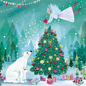 Mila Marquis Postcard Christmas | Christmas angel and fir tree