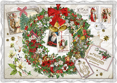 Auguri by Barbara Behr Glitter Postcard | Frohe Weihnachten (Wreath)
