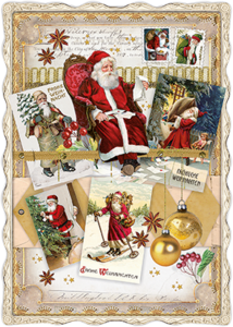 Auguri by Barbara Behr Glitter Postcard | Frohe Weihnachten (Santa)