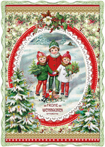 Auguri by Barbara Behr Glitter Postcard | Frohe Weihnachten (Children)