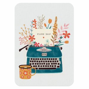 The Lemonbird Postcard | blauwe typemachine ‘fijne dag’