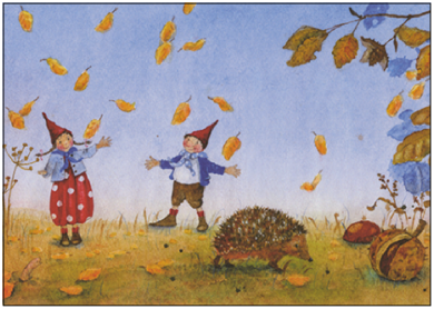 Postcard Daniela Drescher | Pippa en Pelle in de herfst wind