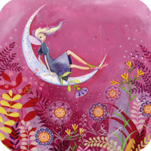 Postcard Kristiana Heinemann | Woman sitting in moon swing