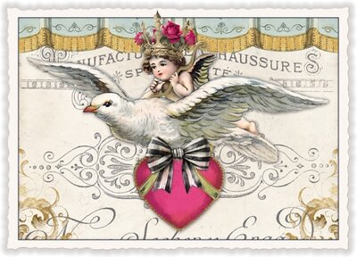 PK 1087 Tausendschön Postcard | Dove with angel