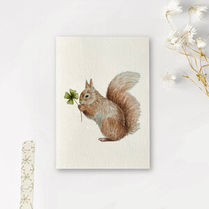 Postcard Art by Meer | Geluks eekhoorntje