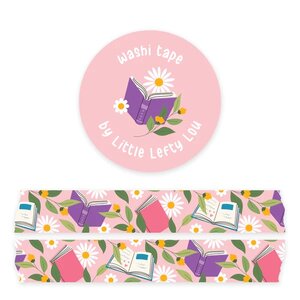 Books And Flowers Pink Washi Tape - Little Lefty Lou 