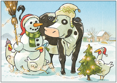 Postcard | Lieselotte with snowman