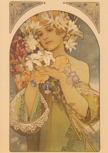 Postcard Alphonse Marie Mucha - Blumen/ Flowers/ Fleurs, 1897