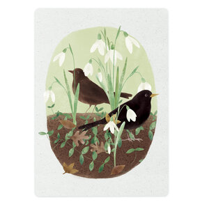 The Lemonbird Postcard | Sneeuwklokjes en merels