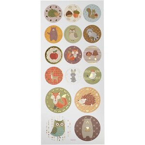 Round Seal Sticker with Gold Foil | Woodland Animals