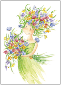 Postcard | Little Summer (elf with summer flowers)