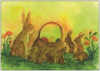 Postcard | Bunny family with Easter eggs