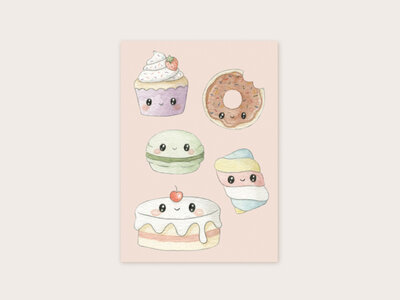 Postcard kawaii sweets - Appeloogje