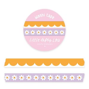 Slim Ochre Scalloped and Lilac Daisies Washi Tapes Set - Little Lefty Lou 
