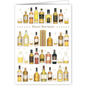 Greeting Card - Happy Birthday - Whiskey Bottles
